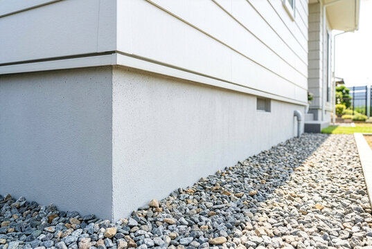 日本の新築住宅の基礎巾木と犬走りの砕石施工