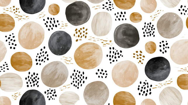 Minimalist Scandinavian Seamless Pattern with Irregular Circles