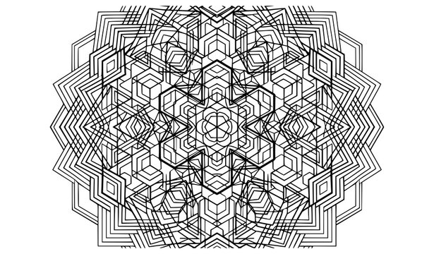 Sacred geometry luxury mandala vector design with minimalist silver mathematical lines and abstract modern pattern