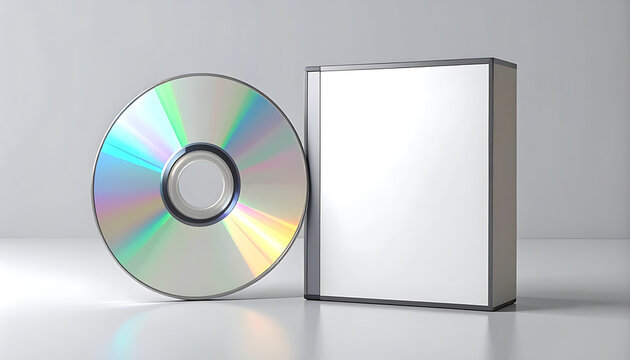 Isolated blank cd or dvd disc with jewel case, digital data storage, software packaging mockup