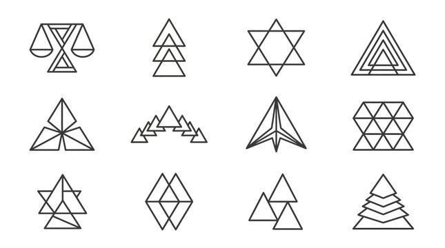 Collection of simple geometric sigils and linear icons.