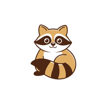 Cute cartoon raccoon vector illustration