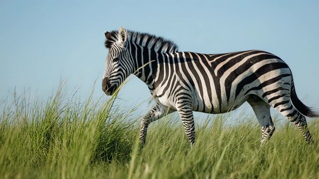 zebra in the grass on the savanna