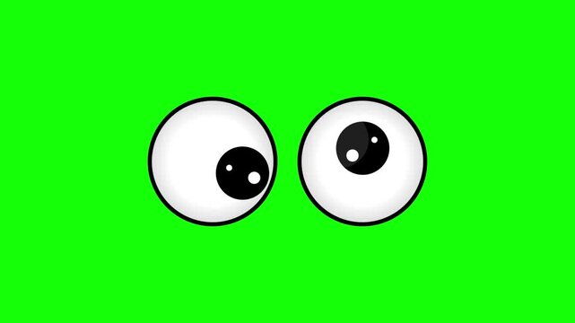 Cartoon Googly Eyes Looking Around on Green Screen. 4K Video