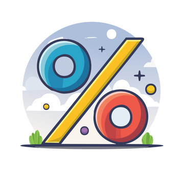 Flat vector percentage sign with plus and minus symbols