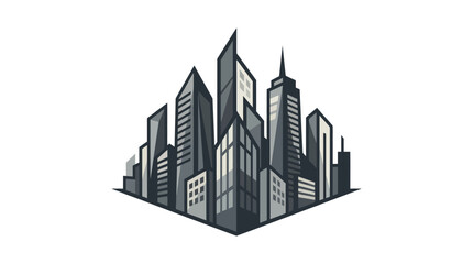 Obraz premium Isometric view of sharp modern skyscraper cityscape.