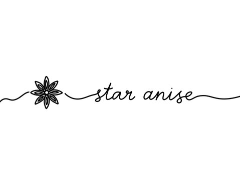 Elegant star anise illustration with cursive text on white background