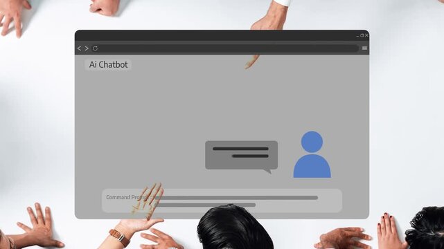 A close-up view of a digital interface featuring an AI chatbot, highlighting human interaction and engagement within a modern business context. Raster