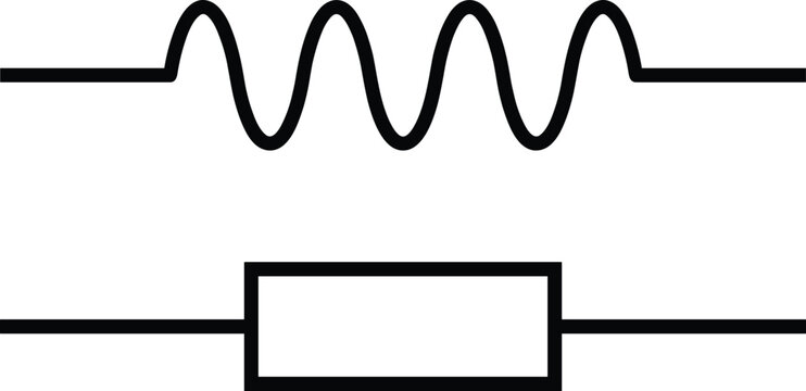 Electrical resistor and inductor symbols, electronic circuit component schematic icons, engineering diagram elements, editable vector illustration bundle