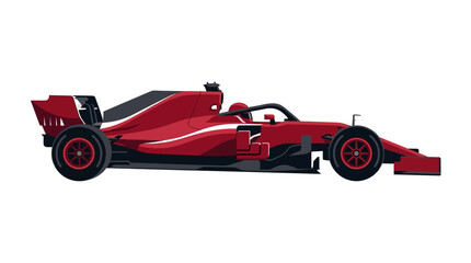 Red racing car for grand prix with fast formula speed, suitable for automotive sports, portraying a sleek and powerful machine. © H-Studio