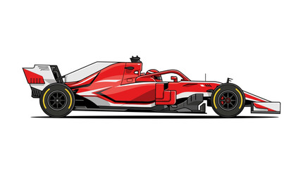 Highspeed red and white racing vehicle showing its sleek design, perfect for automotive industry promotions and sports graphics. © H-Studio