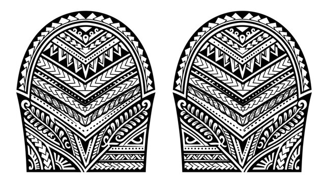 Tribal Armband Tattoo Design, Polynesian Maora Pattern, Black Ink