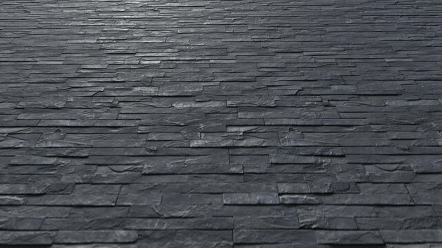 Dark Grey Stacked Slate Stone Wall Texture Background