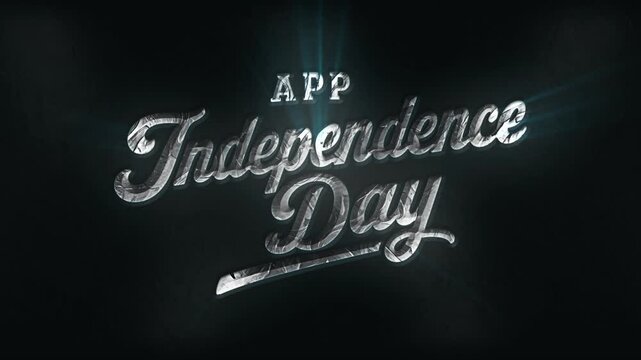 Happy Independence Day 3D Chrome Text Animation with Cinematic Light Reveal