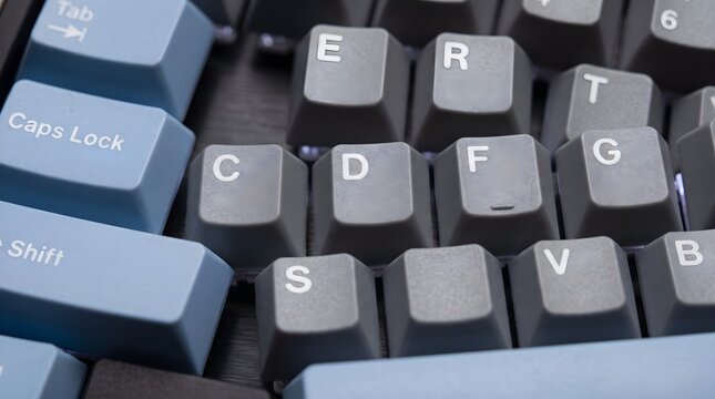  Macro close-up of custom mechanical keyboard with white LED underglow