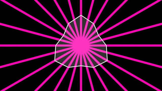 Neon Pink Radiant Starburst Animation with Abstract Geometric Center Piece