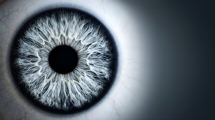 Macro close-up of human eye iris with grey texture and dark pupil © Giulia