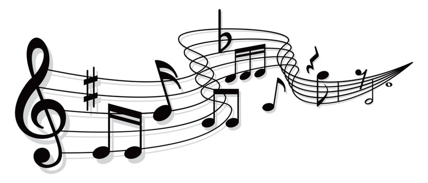 Elegant flowing musical stave with notes and clef design