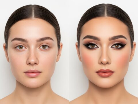 Before and after makeup transformation showcasing elegant style