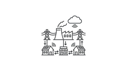 Naklejka premium Industrial and residential energy sharing grid system.