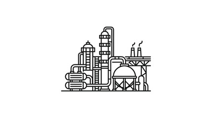 Obraz premium Industrial chemical refinery plant with tall distillation towers.