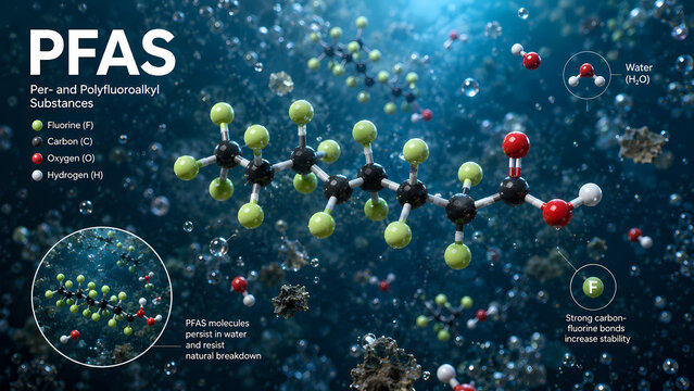 forever chemicals molecule in the water