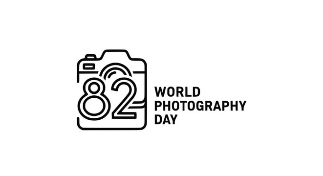 World Photography Day Celebration Graphic with Camera Icon and Number 82