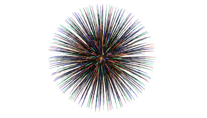 Obraz premium Realistic multi color chrysanthemum fireworks burst isolated on transparent background png
