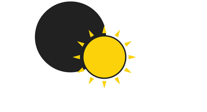 A graphic illustration showing a partial solar eclipse against a white background