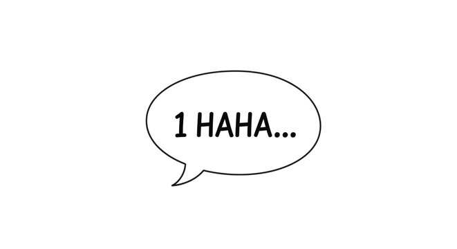 Speech bubble with "1 HAHA..." text for comic, humor, and laughter illustration