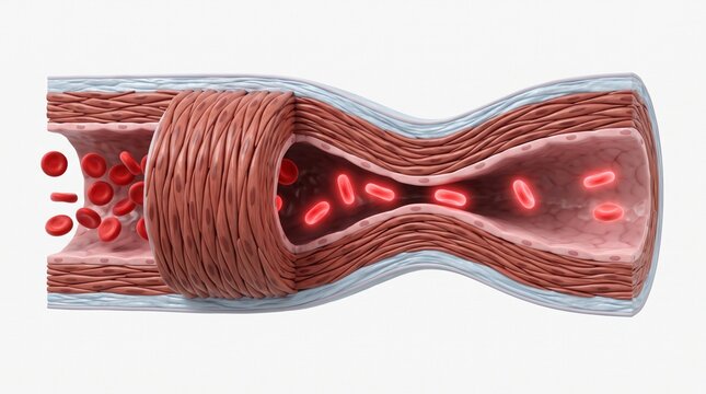 3D Microscopic Diagram of Vasoconstriction in Peripheral Arteriole Induced by Cold Stress