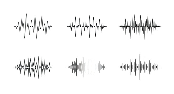 Sound waveforms collection vector illustration