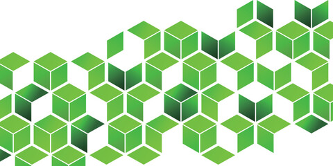 Fototapeta premium Geometric Green Cubic Pattern Abstract Background