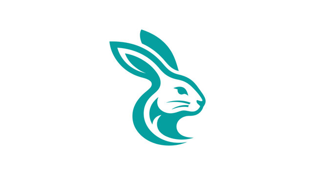 Modern teal stylized rabbit head logo design on white background