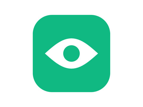 Eye flat icon rounded button - modern minimal vector symbol for web and mobile app interface, isolated on transparent background