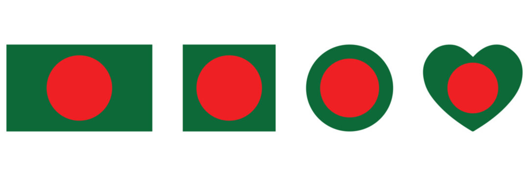 Bangladesh Flag Icon Vector National Flag Symbol Isolated Flat Design for Independence, Travel 
and Cultural Illustration