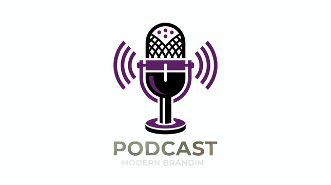 Retro Microphone Logo for Podcast and Broadcasting