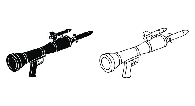 Rocket propelled grenade launcher silhouette on a white background