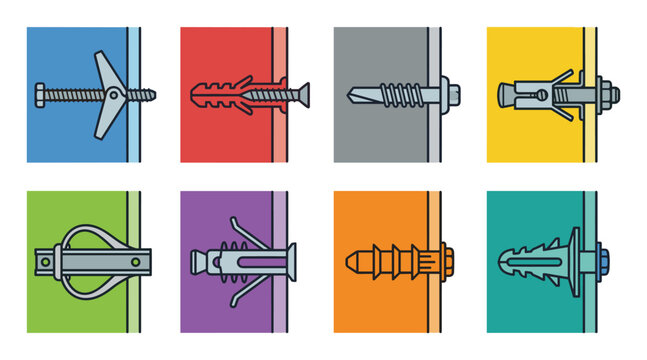 A collection of drywall anchor mechanism designs for hollow wall fasteners