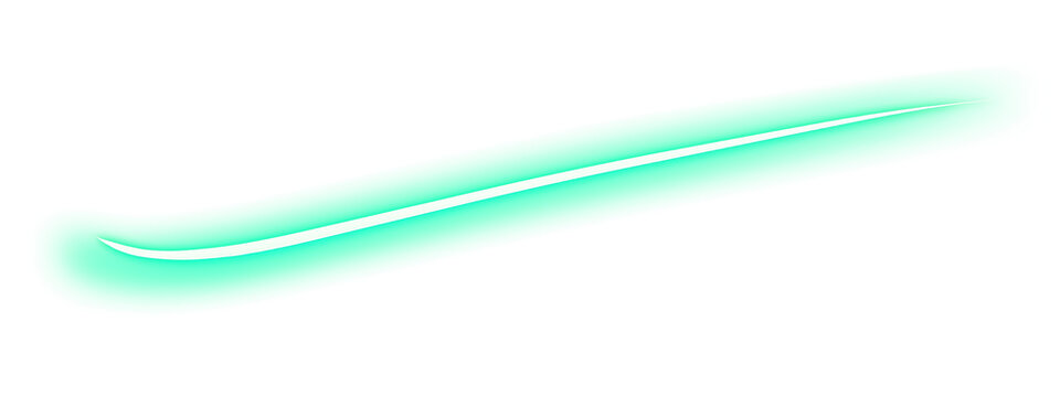 Elegant curved neon line mimicking a futuristic glowing sword slash across an open space.