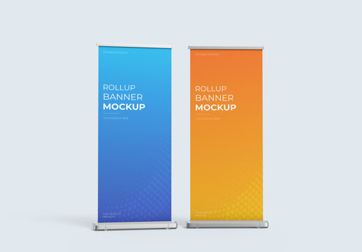 Twin Rollup Banner Stand Mockup Set