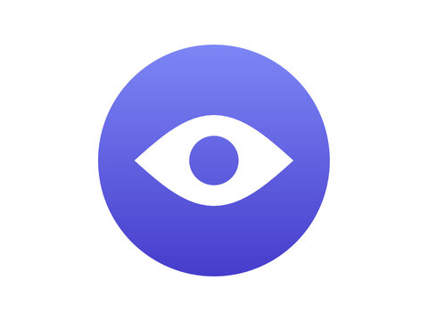 Eye gradient icon round button - modern minimal vector symbol for web and mobile app interface, isolated on transparent background