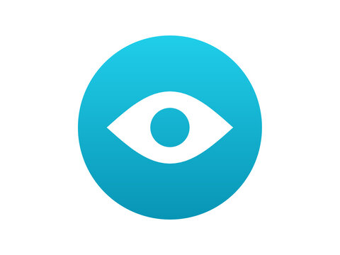 Eye gradient icon round button - modern minimal vector symbol for web and mobile app interface, isolated on transparent background