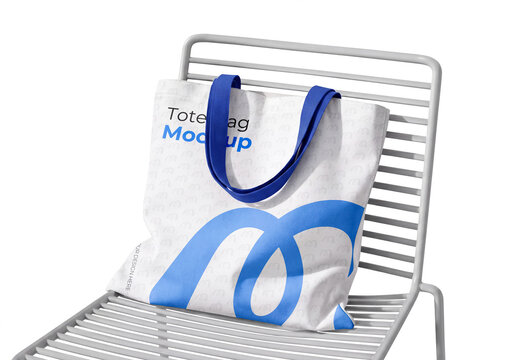 Tote Bag Mockup on Metal Chair
