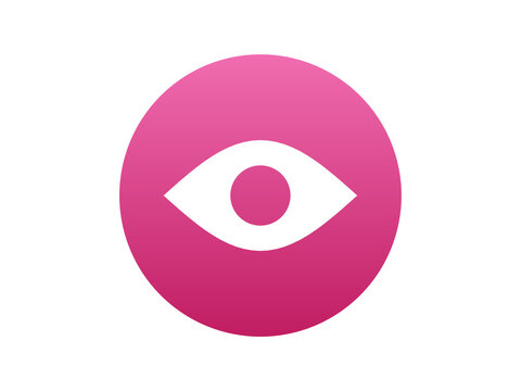Eye gradient icon round button - modern minimal vector symbol for web and mobile app interface, isolated on transparent background