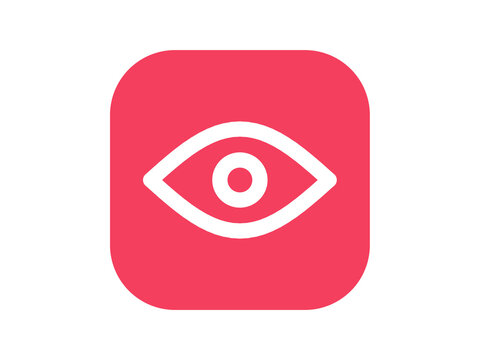 Eye line icon rounded button - modern minimal vector symbol for web and mobile app interface, isolated on transparent background