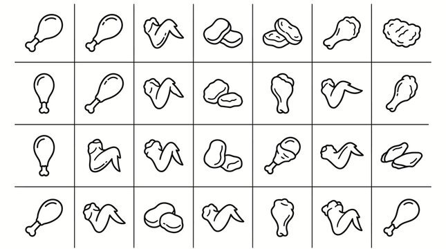 Collection of various chicken meat cuts.