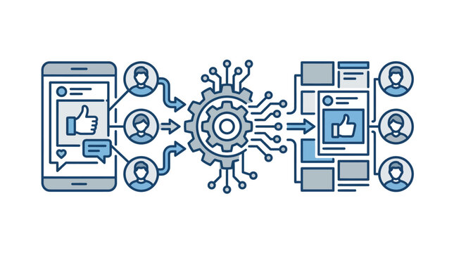 Social Media Algorithm Processing User Engagement and Content