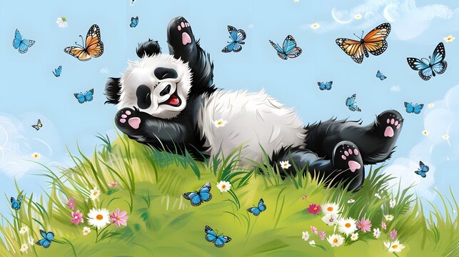 cute panda playing 