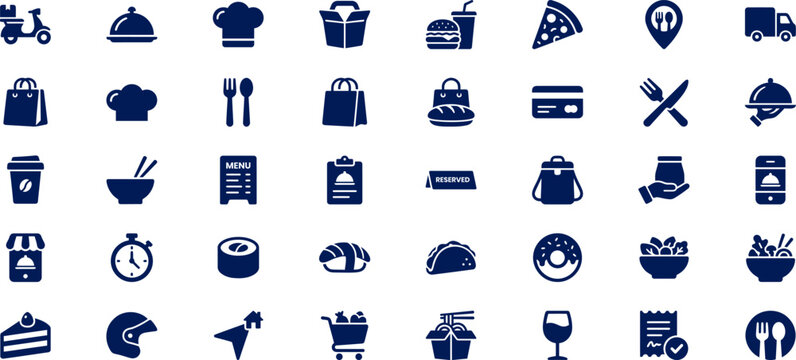 Food delivery and restaurant icons set for web and mobile applications